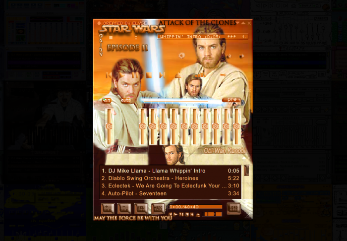 Die Geschichte der Winamp-Skins ist eng verknüpft mit der popkulturellen Geschichte der späten 1990er und frühen 2000er Jahre - wie hier anhand eines Star-Wars-Skins ersichtlich. (Winamp Skin Museum/Screenshot: Golem.de)